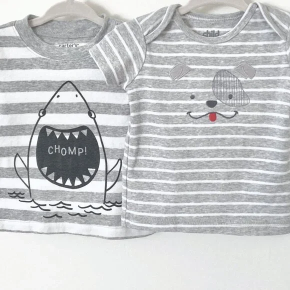 Baby Bundle/Lot 3-6M - Grey Stripes - Carter's/Gap - T-shirt/Bodsuit Set - Picture 3 of 9